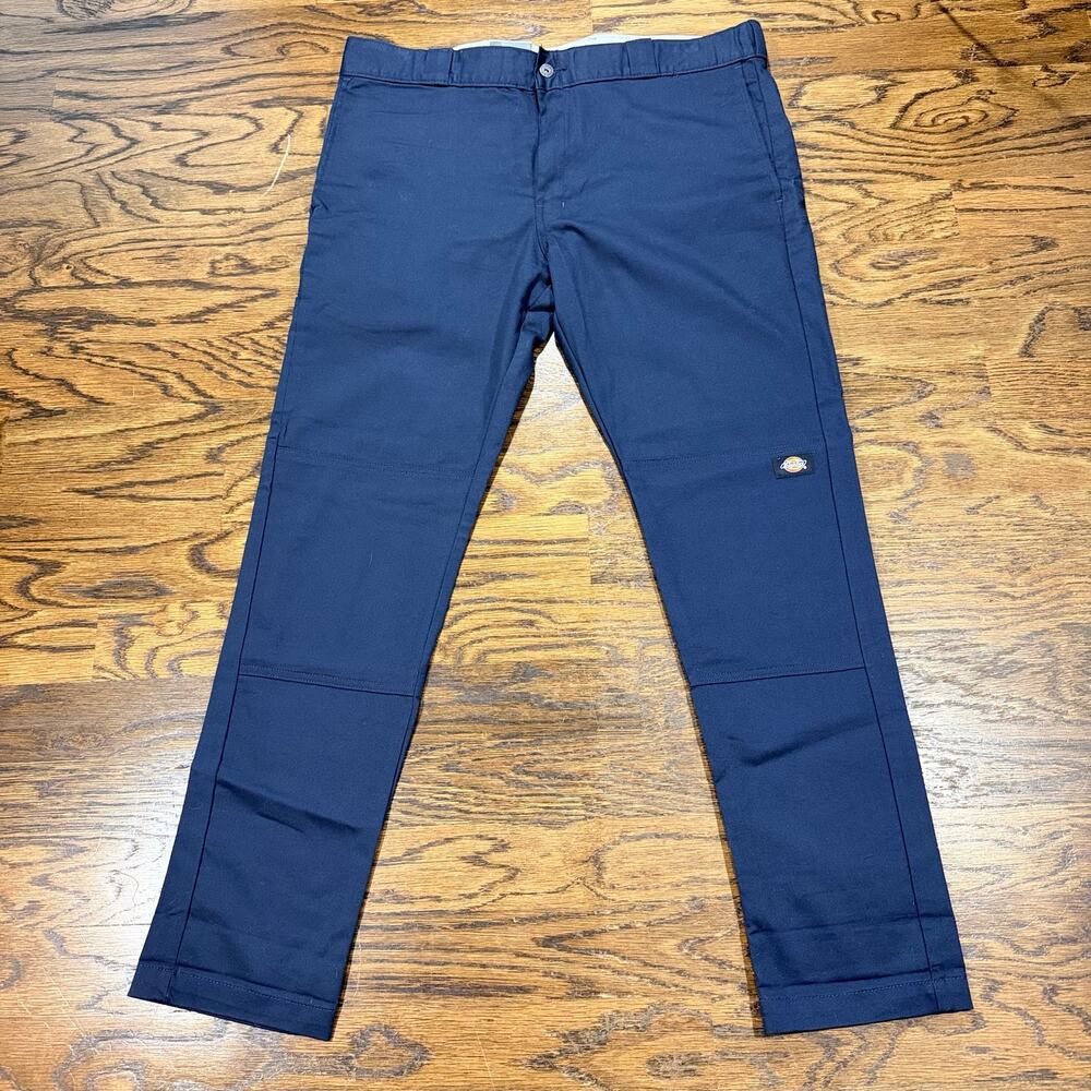 Dickies FLEX WP811DN Mens 38x32 Dark Navy Skinny Fit Double Knee Work Pant NWT